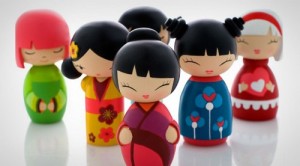 Traditional Japanese Wooden Kokeshi Dolls