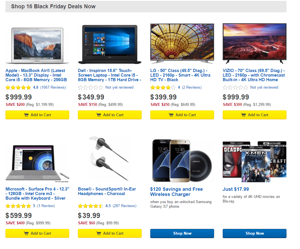 Best Buy Begins Black Friday Online with 16 Tech Deals on 11/10/2016