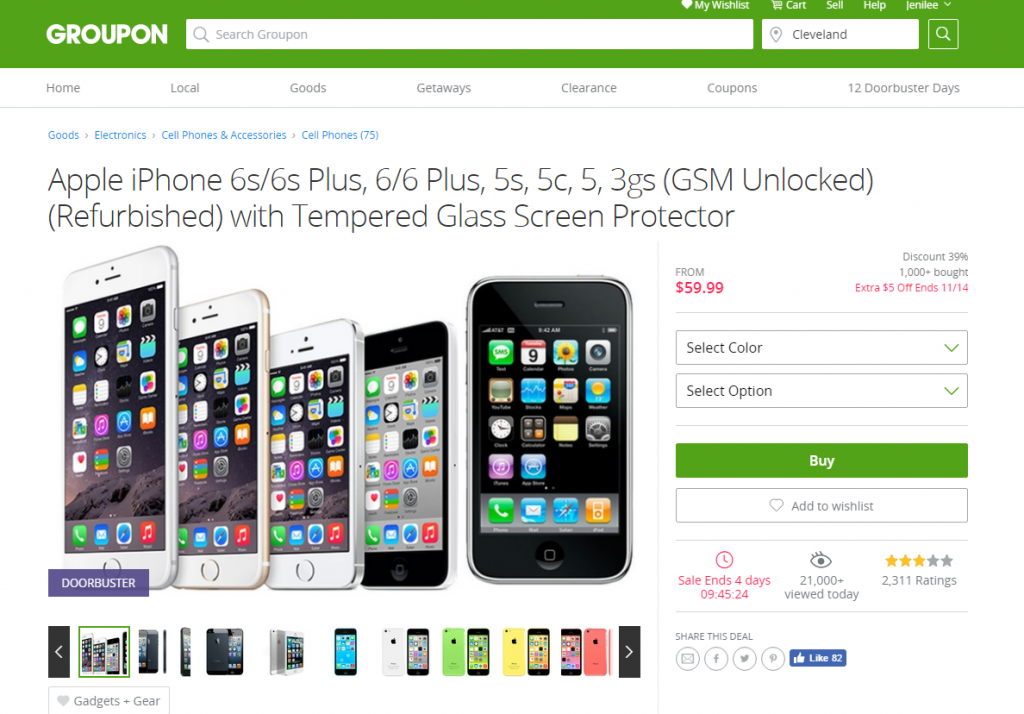 Get Unlocked - No Contract, Apple Iphone 6, 6S, 6 Plus, 6S Plus, 5, 5S, or 5C for just $59.99 in this AMAZING groupon offer.
