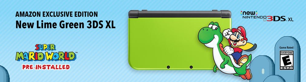New Lime Green Amazon Exclusive New 3DS XL with Super Mario World for $199
